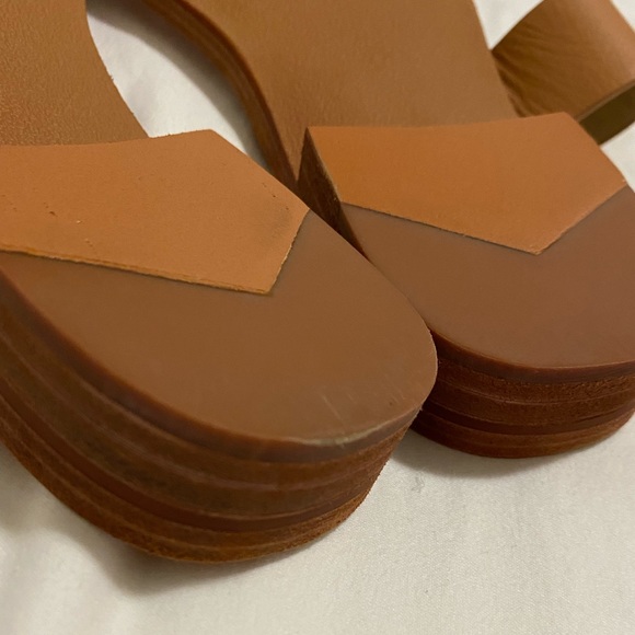 Reformation Mila Brown Leather Flat Sandals Size 7.5 - Picture 14 of 17